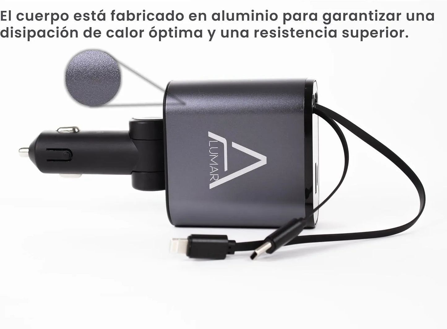 4 Fast Charging Ports with 80cm Retractable Cables || 4 منافذ شحن سريع مع كابلات قابلة للسحب بطول 80 سم