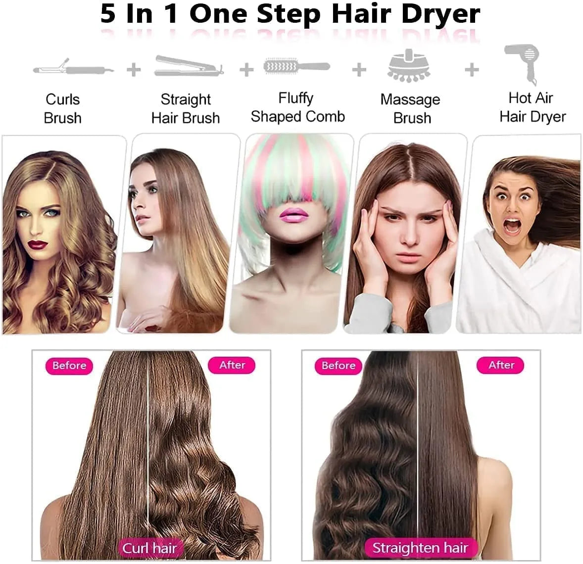 5 In 1 Hot Air Styler Curler Brush || فرشاة تجعيد الشعر بالهواء الساخن 5 في 1