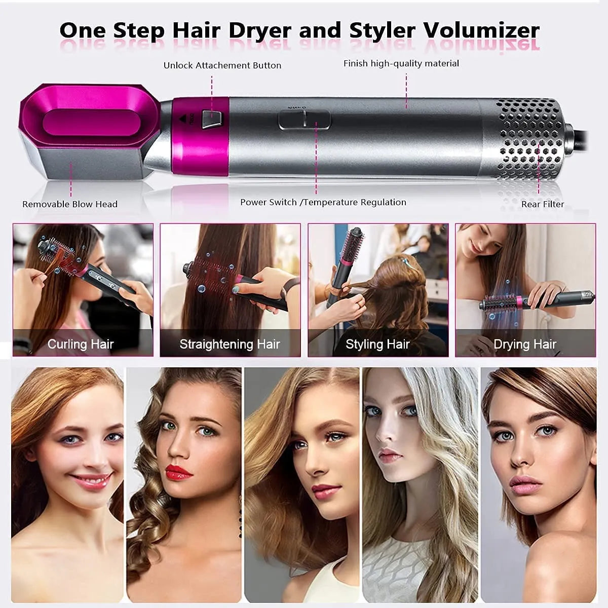 5 In 1 Hot Air Styler Curler Brush || فرشاة تجعيد الشعر بالهواء الساخن 5 في 1
